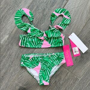 Lilly Pulitzer Green and Pink Tropical Bikini